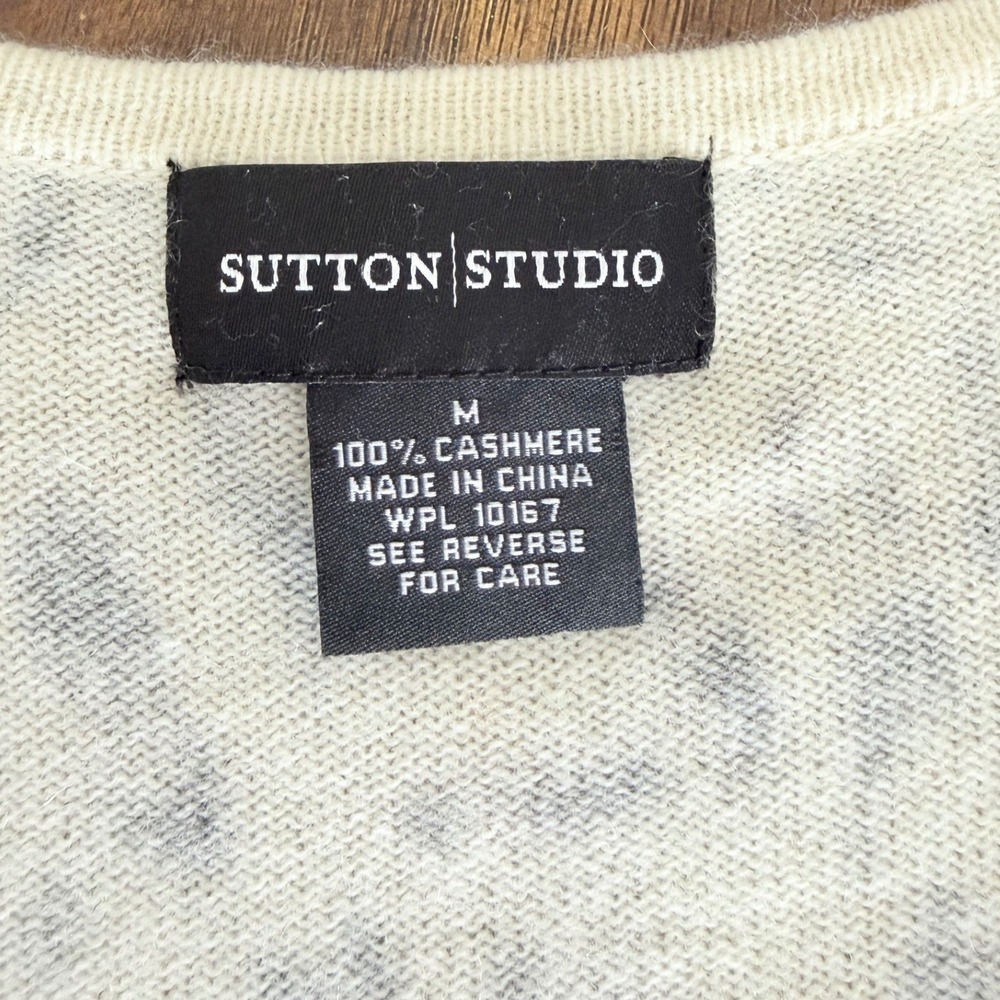 Sutton Studio Womens 100% Cashmere Leopard Print Button Front Cardigan Medium - Picture 5 of 9